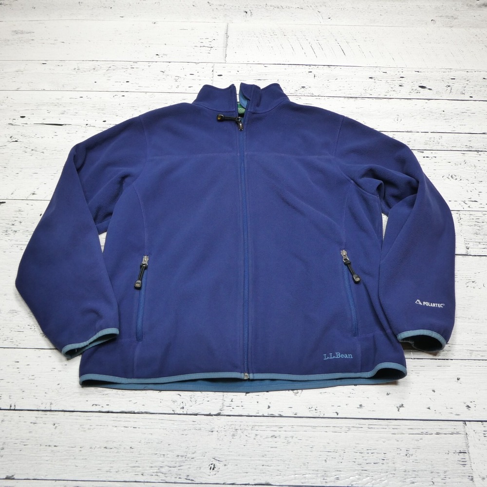 VINTAGE LL Bean Polartec‎ Fleece Jacket Womens Large Blue Full Zip Sweatshirt